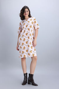 Zivame Garfield Knit Cotton Loungewear Dress - Pink Dogwood — thumbnail 3